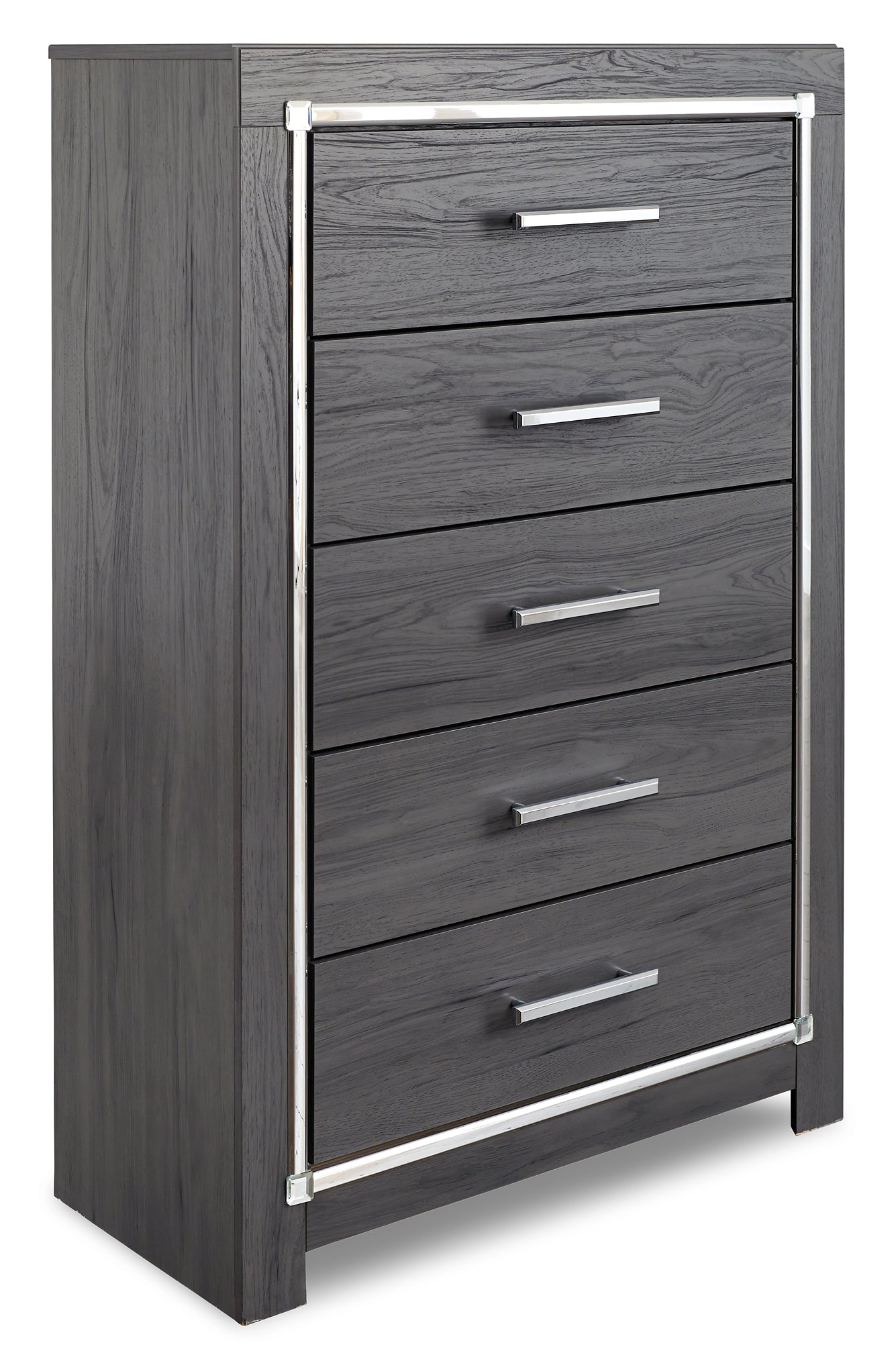 Lodanna King Panel Bed with 2 Storage Drawers, Dresser, Mirror, Chest and Nightstand
