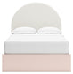 Wistenpine Full Upholstered Panel Bed with Mirrored Dresser and Chest