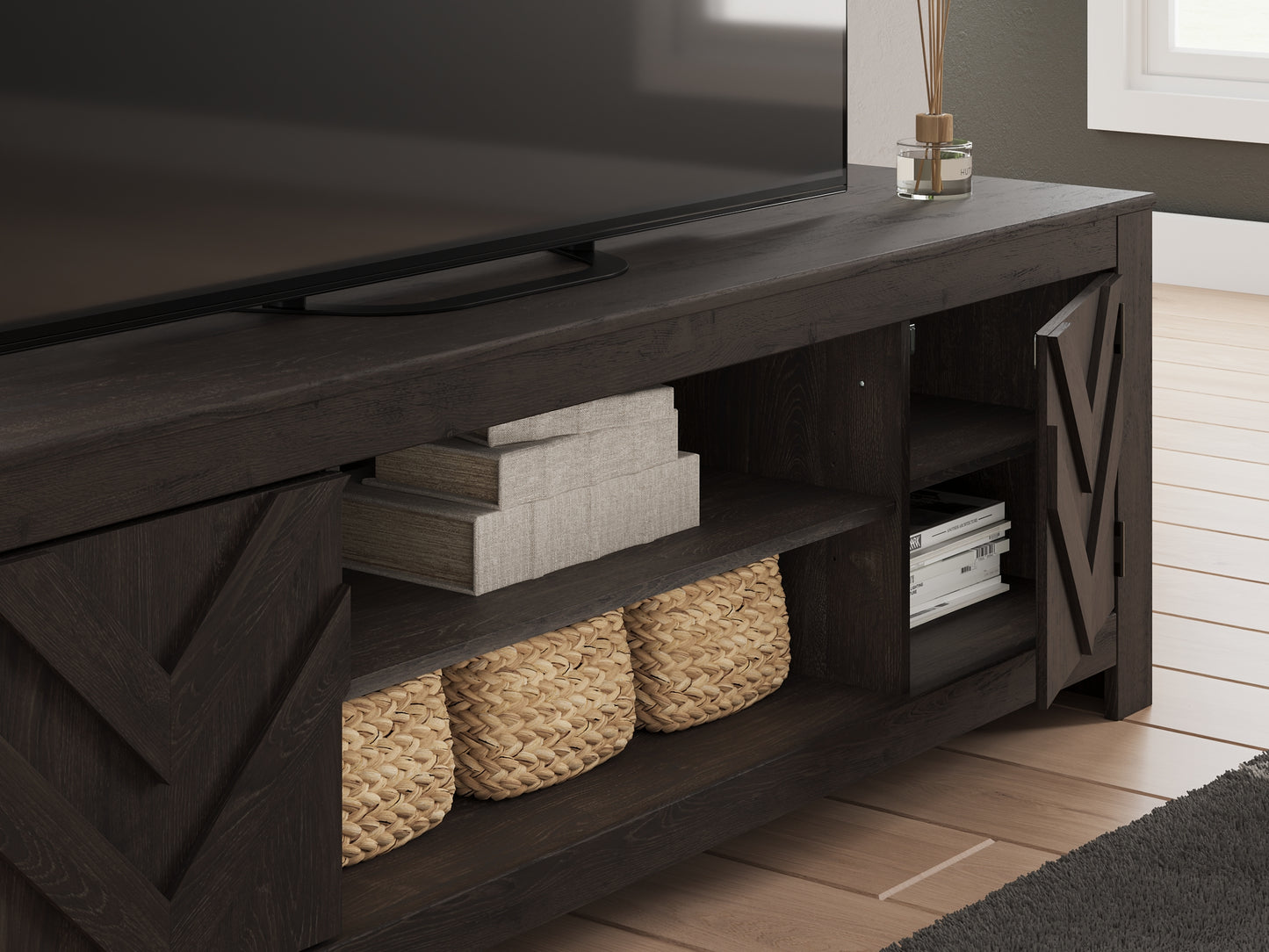 Cayboni LG TV Stand w/Fireplace Option