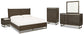 Arkenton Queen Panel Bed with Mirrored Dresser, Chest and Nightstand