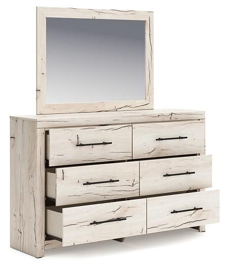 Lawroy King Panel Bed with Storage, Dresser, Mirror and Nightstand