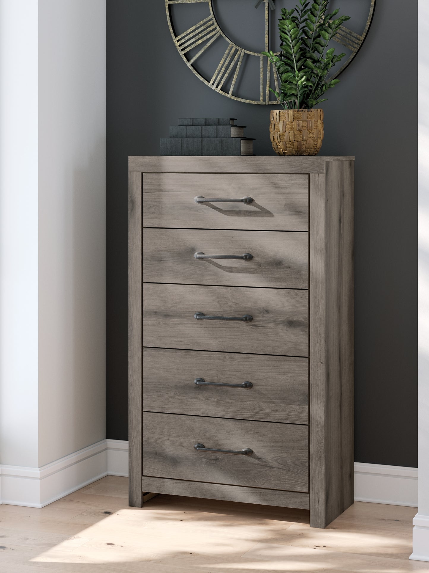 Graystorm Full Panel Bed, Dresser, Mirror, Chest and Nightstand