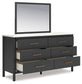 Cadmori Queen Upholstered Panel Bed, Dresser, Mirror and Nightstand