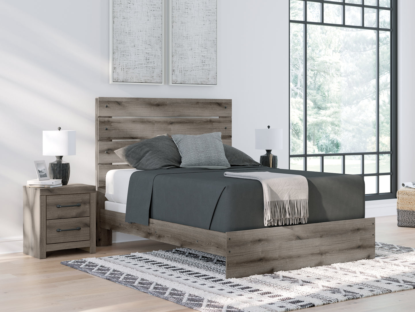 Graystorm Queen Panel Bed, Dresser, Mirror and Nightstand
