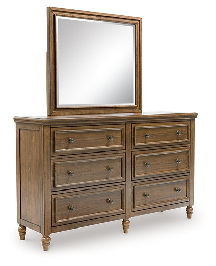 Sturlayne Queen Upholstered Panel Bed, Dresser, Mirror, Chest and Nightstand