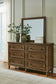 Sturlayne King Upholstered Panel Bed, Dresser, Mirror and Nightstand