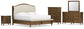 Sturlayne King Upholstered Panel Bed, Dresser, Mirror, Chest and Nightstand