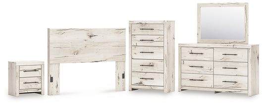Lawroy Queen Panel Headboard, Dresser, Mirror, Chest and Nightstand