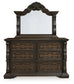 Maylee King Canopy Bed, Dresser, Mirror, Chest and Nightstand