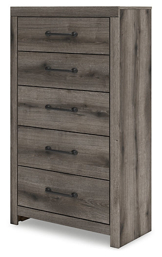 Graystorm Full Panel Storage Bed, Dresser, Mirror, Chest and Nightstand