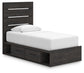 Hollivern Twin Panel Bed with Storage, Dresser, Mirror and Nightstand
