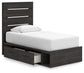 Hollivern Twin Panel Bed with Storage, Dresser, Mirror and Nightstand