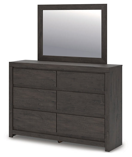 Fraluna King Panel Storage Bed, Dresser, Mirror and Nightstand