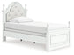 Kozlani Twin Upholstered Panel Bed, Dresser, Mirror and Nightstand