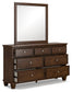 Danabrin Full Panel Storage Bed, Dresser and Mirror