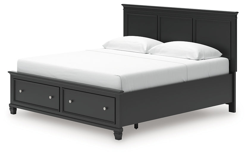 Lanolee King Panel Storage Bed, Dresser, Mirror and Nightstand