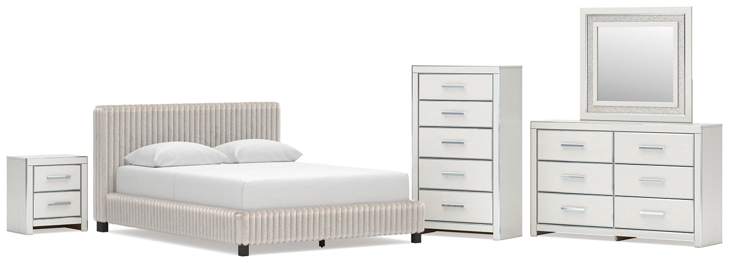 Zuraleus Queen Upholstered Bed, Dresser, Mirror, Chest and Nightstand