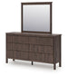 Pamytta Full Upholstered Panel Platform Bed, Dresser, Mirror, Chest and Nightstand