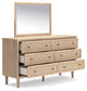 Cielden King Upholstered Bed with Roll Slats, Dresser, Mirror and Nightstand