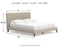 Cielden California King Upholstered Bed with Roll Slats, Dresser and Mirror