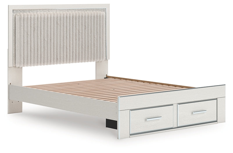 Zuraleus Queen Upholstered Panel Platform Storage Bed, Dresser, Mirror, Chest and Nightstand