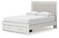 Zuraleus Queen Upholstered Panel Platform Storage Bed, Dresser, Mirror, Chest and Nightstand