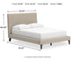 Cielden Full Upholstered Bed with Roll Slats, Dresser and Mirror