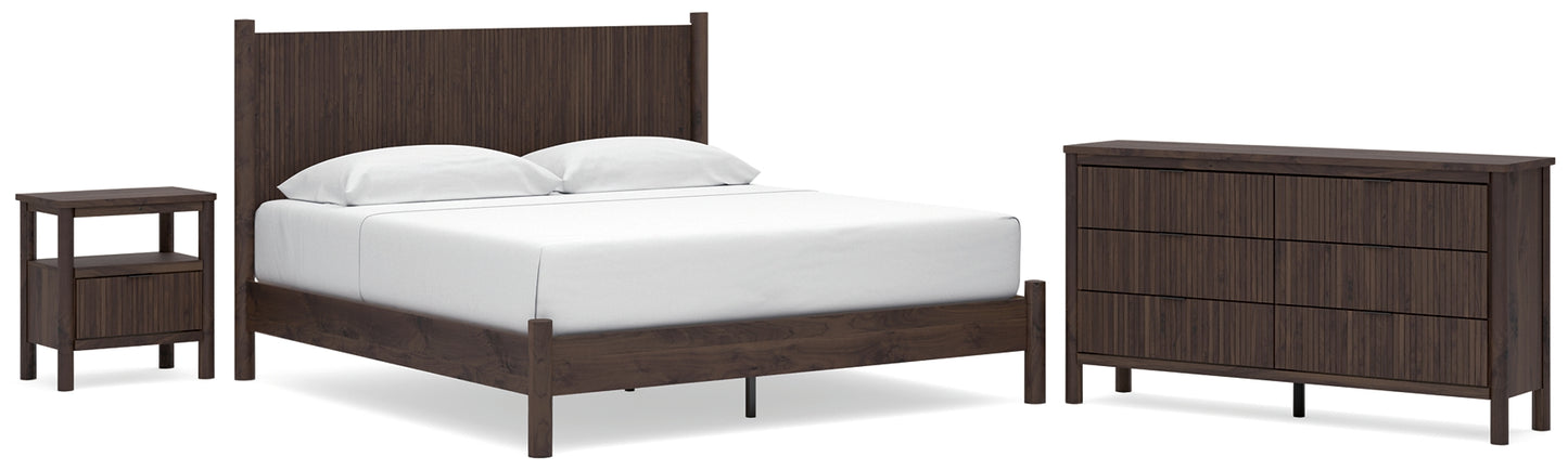 Pamytta King Panel Platform Bed, Dresser, Mirror and Nightstand