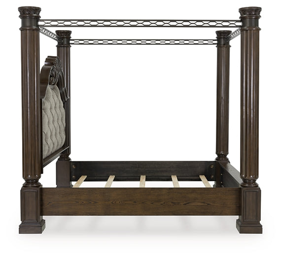 Maylee California King Canopy Bed, Dresser and Mirror
