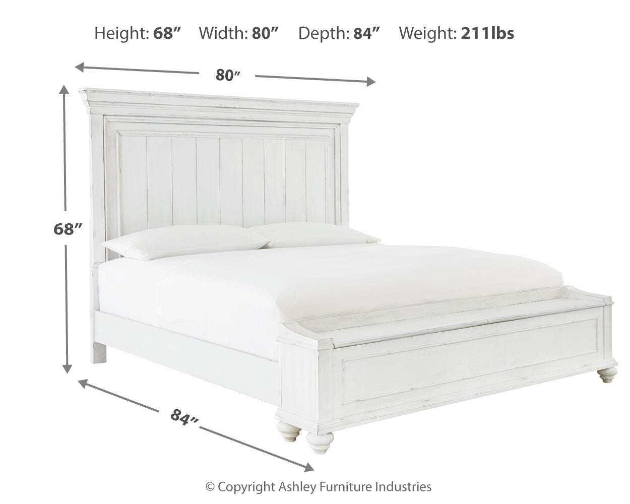 Kanwyn Queen Panel Bed with Storage Bench, Dresser and Mirror