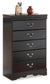 Huey Vineyard Queen Sleigh Headboard Bed with Mirrored Dresser, Chest and Nightstand