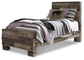 Derekson Twin Panel Bed with Mirrored Dresser, Chest and Nightstand