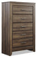 Juararo King Poster Bed with Mirrored Dresser, Chest and Nightstand