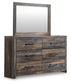 Drystan King Bookcase Bed with 4 Storage Drawers with Mirrored Dresser