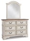 Realyn Twin Panel Bed with Mirrored Dresser, Chest and Nightstand