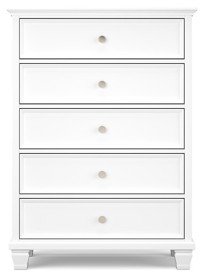 Fortman California King Panel Bed with Mirrored Dresser, Chest and Nightstand