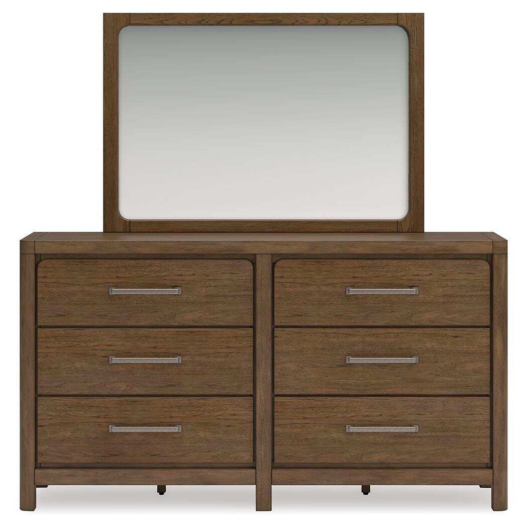 Cabalynn King Panel Bed with Storage with Mirrored Dresser