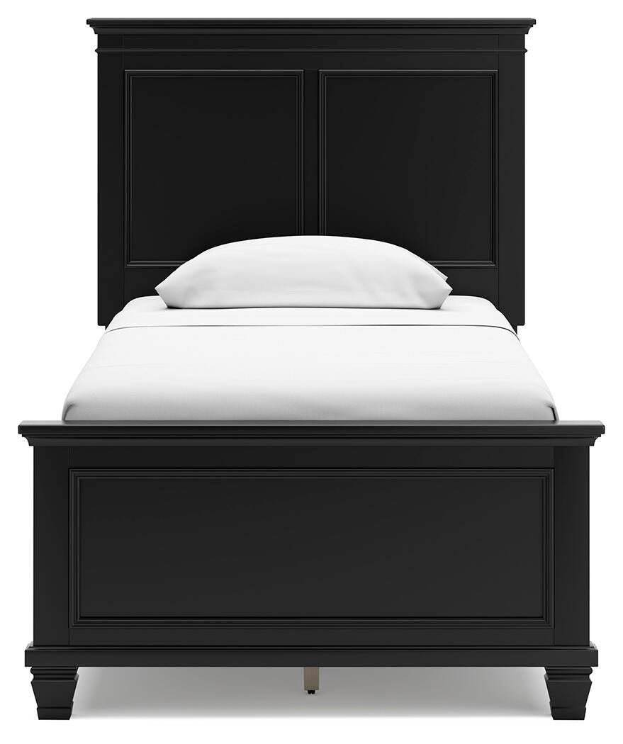 Lanolee Twin Panel Bed with Mirrored Dresser and Nightstand