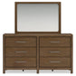 Cabalynn California King Upholstered Bed with Mirrored Dresser and Nightstand