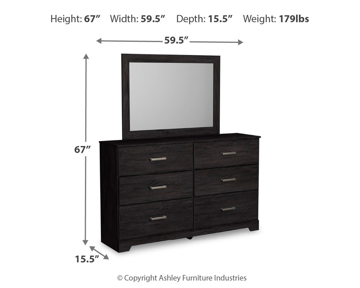 Belachime Twin Panel Bed with Mirrored Dresser