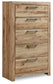 Hyanna Twin Panel Bed with 2 Side Storage, Dresser, Mirror, Chest and Nightstand