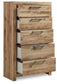 Hyanna Twin Panel Bed with 1 Side Storage, Dresser, Mirror, Chest and Nightstand