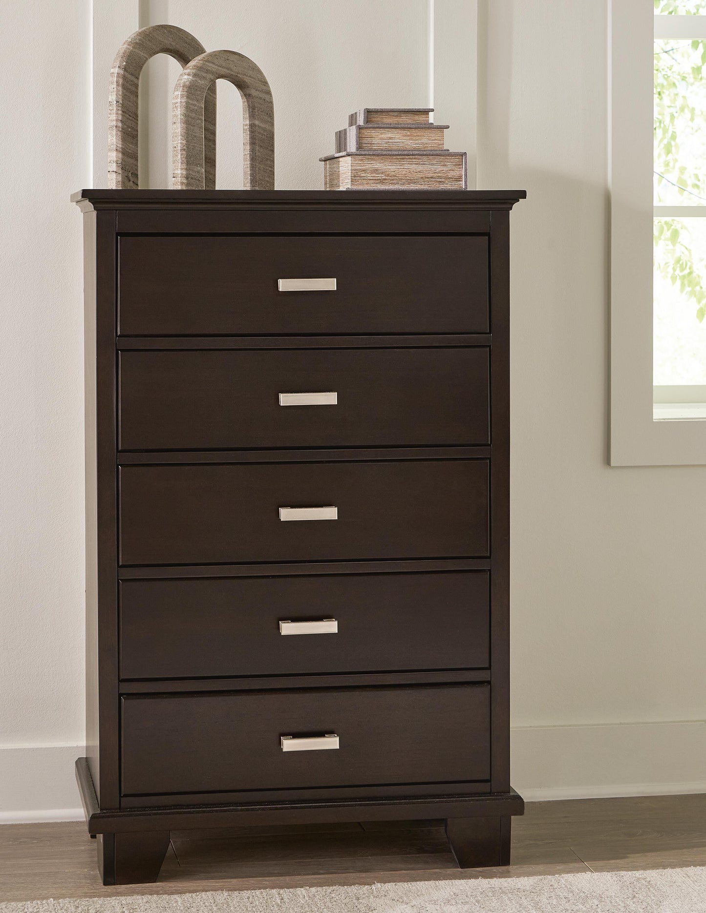 Covetown California King Panel Bed, Dresser, Mirror, Chest and Nightstand