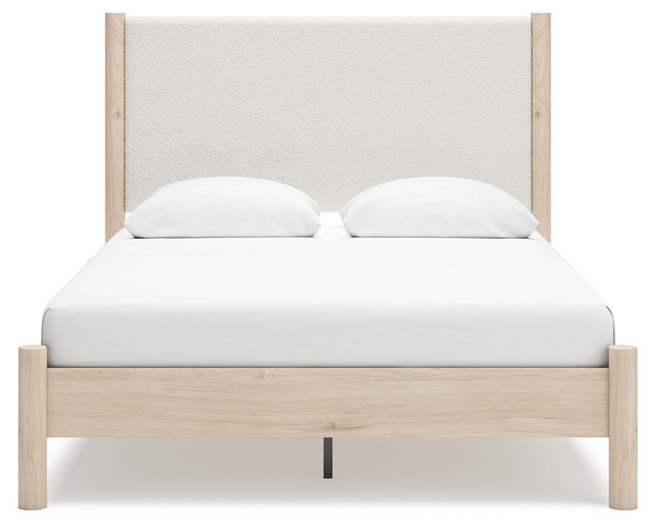 Cadmori Queen Upholstered Panel Bed with Mirrored Dresser and Nightstand