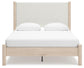 Cadmori Queen Upholstered Panel Bed with Mirrored Dresser and Nightstand