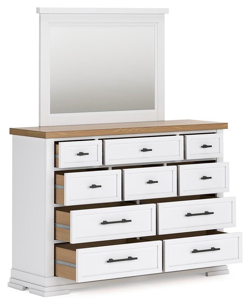 Ashbryn King Panel Storage Bed, Dresser, Mirror and Nightstand
