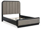 Rowanbeck Queen Upholstered Panel Bed with Mirrored Dresser