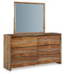 Dressonni King Panel Bed with Mirrored Dresser