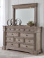 Blairhurst California King Panel Bed with Mirrored Dresser and Nightstand