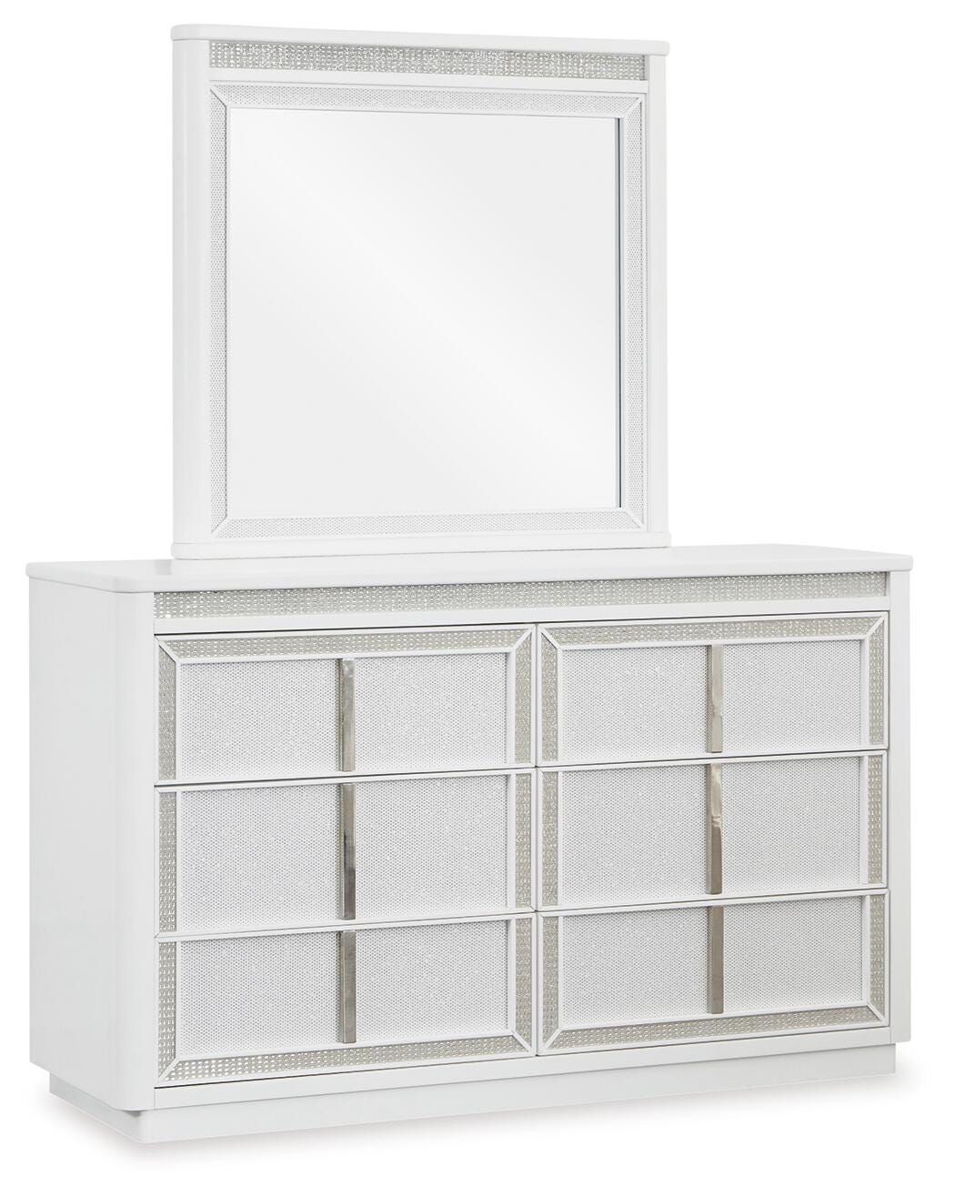 Chalanna Queen Upholstered Storage Bed, Dresser, Mirror, Chest and Nightstand